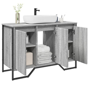 Vidaxl wastafelkast 91x35x60 cm bewerkt hout grijs sonoma eikenkleurig