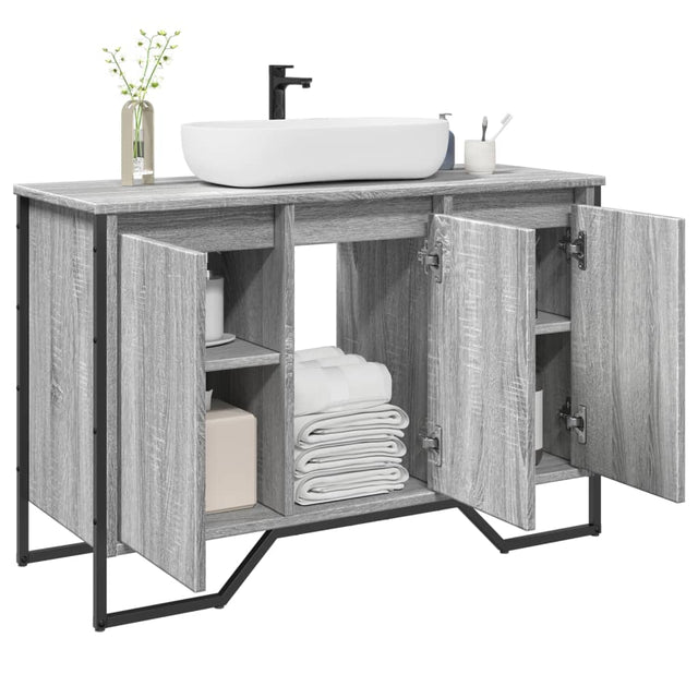 Vidaxl wastafelkast 91x35x60 cm bewerkt hout grijs sonoma eikenkleurig