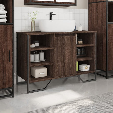 Vidaxl wastafelkast 91x35x60 cm bewerkt hout bruin eikenkleurig
