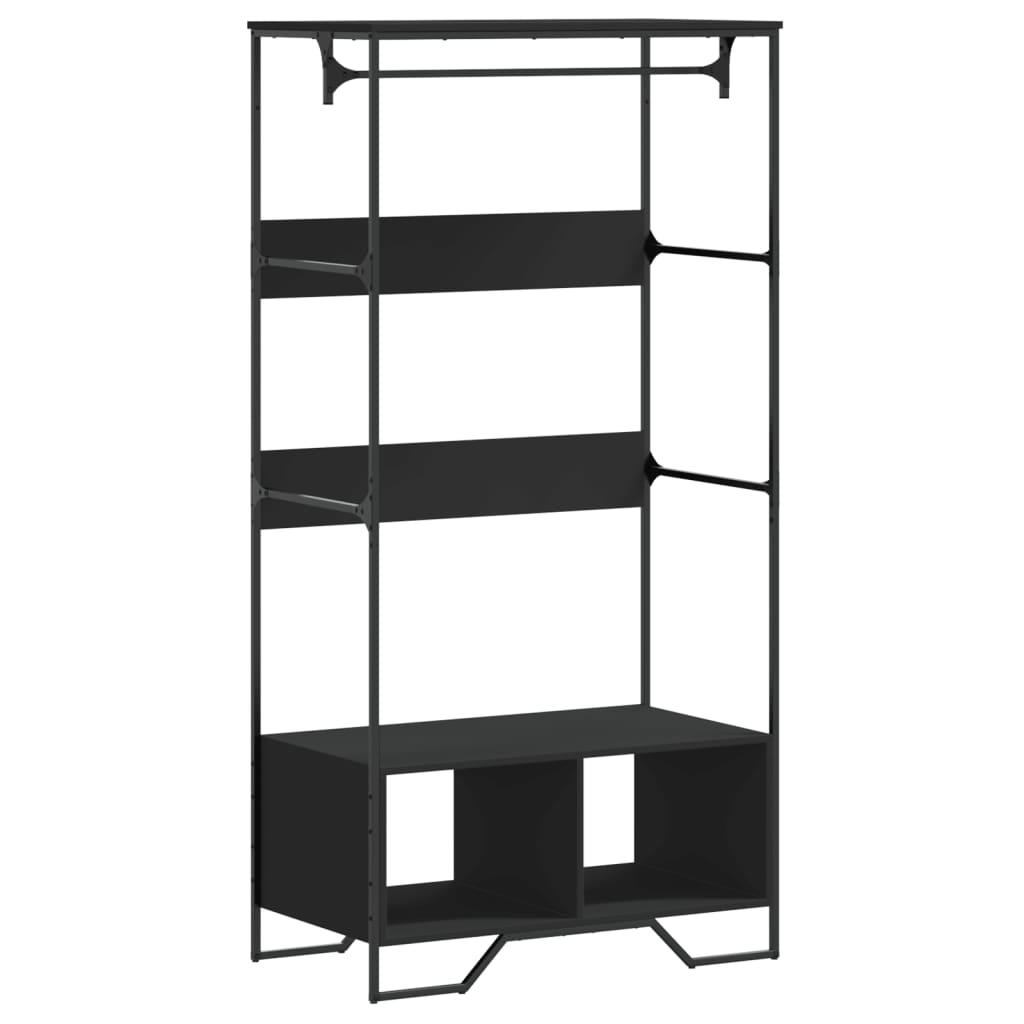 VidaXL Kleiderschrank 90x50x180 cm, lackiertes Holz schwarz