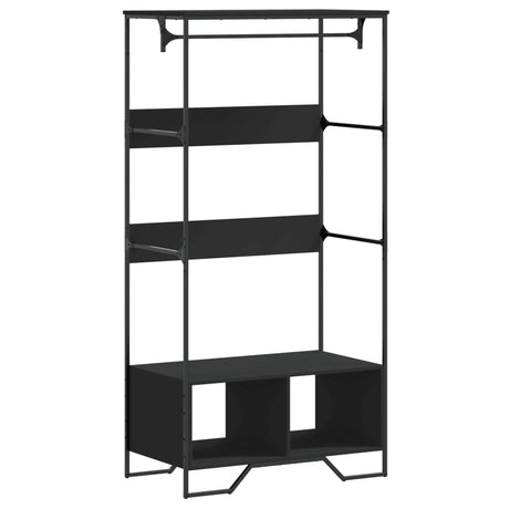 VidaXL Kleiderschrank 90x50x180 cm, lackiertes Holz schwarz