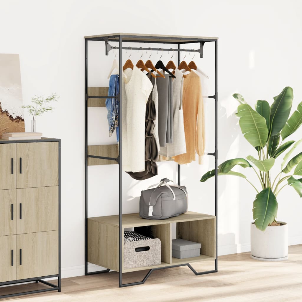 Vidaxxl Kleiderschrank 90x50x180 cm Holzwerkstoff Sonoma-Eiche