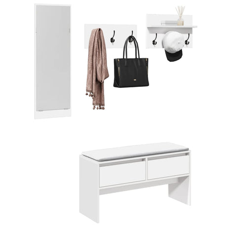 Vidaxl 4-delige garderobe set bewerkt hout wit