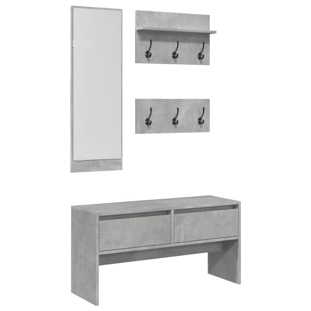Vidaxl 4-delige garderobe set bewerkt hout betongrijs