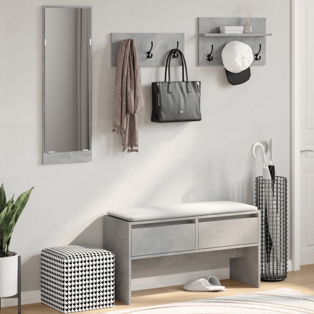 Vidaxl 4-delige garderobe set bewerkt hout betongrijs