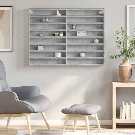 Vidaxl vitrinekast 100x8,5x75 cm bewerkt hout betongrijs