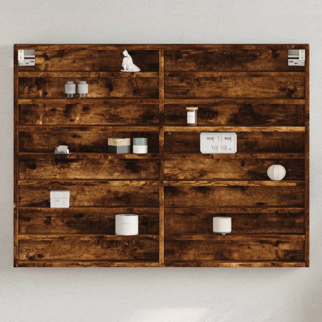 Vidaxl vitrinekast 100x8,5x75 cm bewerkt hout gerookt eikenkleurig