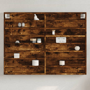 Vidaxl vitrinekast 100x8,5x75 cm bewerkt hout gerookt eikenkleurig