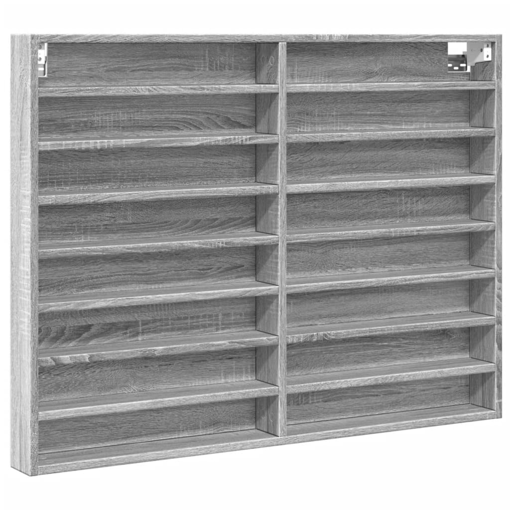 Vidaxl vitrinekast 100x8,5x75 cm bewerkt hout grijs sonoma eikenkleur