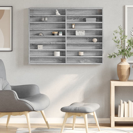 Vidaxl vitrinekast 100x8,5x75 cm bewerkt hout grijs sonoma eikenkleur