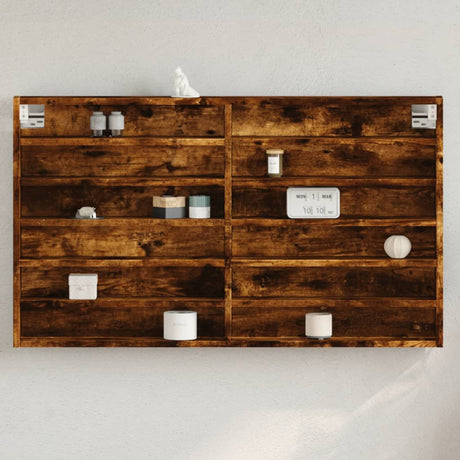 Vidaxl vitrinekast 100x8,5x58 cm bewerkt hout gerookt eikenkleurig