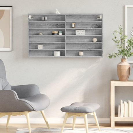 Vidaxl vitrinekast 100x8,5x58 cm bewerkt hout grijs sonoma eikenkleur