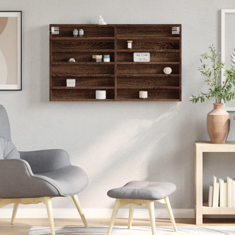 Vidaxl vitrinekast 100x8,5x58 cm bewerkt hout bruin eikenkleurig