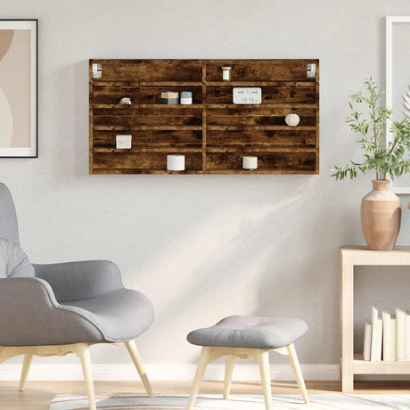 Vidaxl vitrinekast 100x8,5x50 cm bewerkt hout gerookt eikenkleurig
