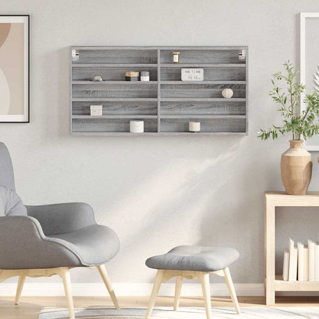 Vidaxl vitrinekast 100x8,5x50 cm bewerkt hout grijs sonoma eikenkleur