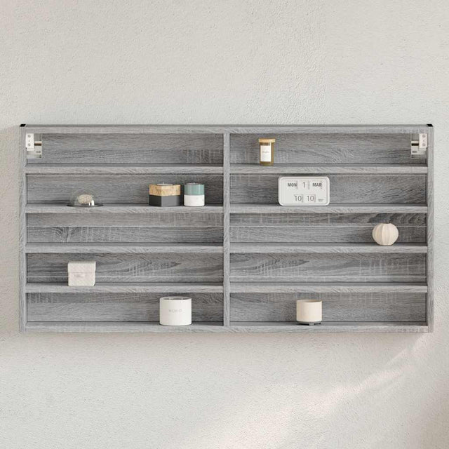 Vidaxl vitrinekast 100x8,5x50 cm bewerkt hout grijs sonoma eikenkleur
