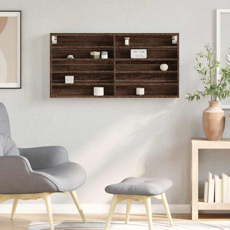 Vidaxl vitrinekast 100x8,5x50 cm bewerkt hout bruin eikenkleurig