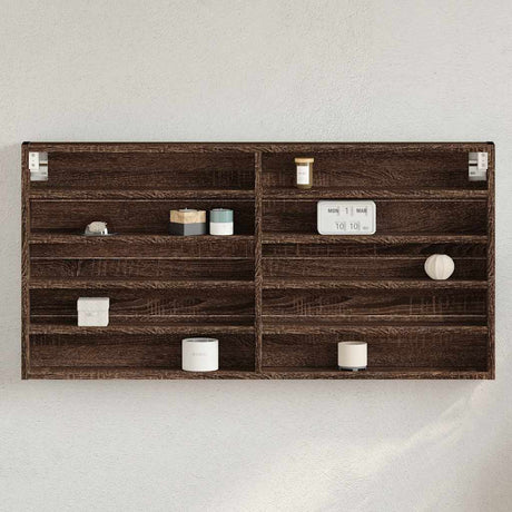 Vidaxl vitrinekast 100x8,5x50 cm bewerkt hout bruin eikenkleurig