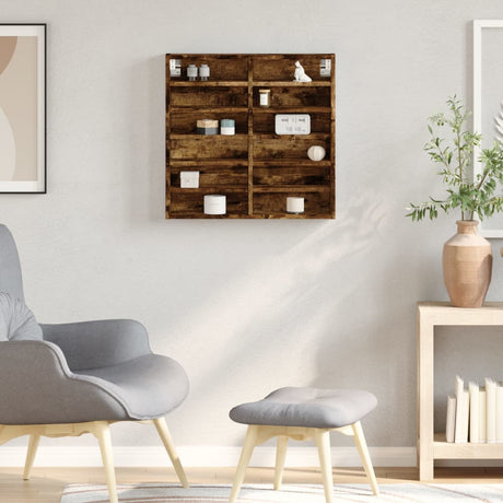 Vidaxl vitrinekast 60x8,5x58 cm bewerkt hout gerookt eikenkleurig