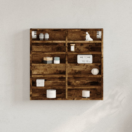 Vidaxl vitrinekast 60x8,5x58 cm bewerkt hout gerookt eikenkleurig