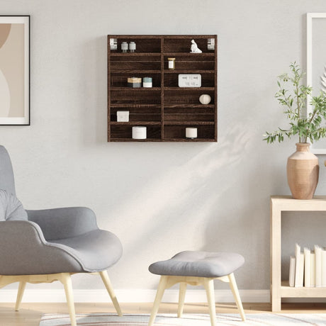 Vidaxl vitrinekast 60x8,5x58 cm bewerkt hout bruin eikenkleurig