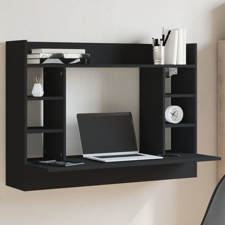 Vidaxl wandbureau 105x48x75 cm bewerkt hout zwart
