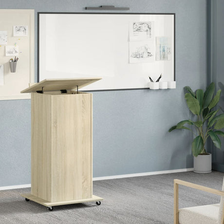 Vidaxl lessenaar met wielen en lade 55x55x107 cm hout sonoma eiken