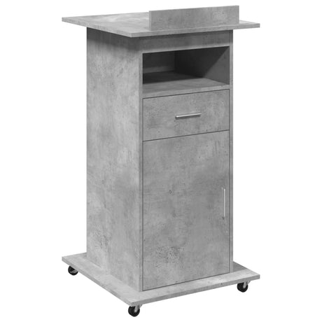 Vidaxl lessenaar met wielen en lade 55x55x107 cm hout betongrijs