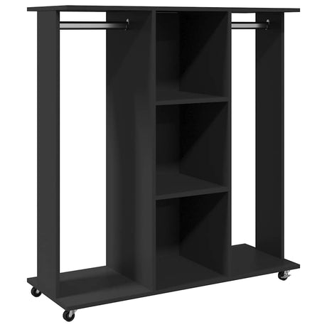 VidaXL Kleiderschrank mit Rollen 102x38x110 cm, lackiertes Holz schwarz