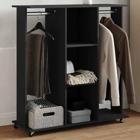 VidaXL Kleiderschrank mit Rollen 102x38x110 cm, lackiertes Holz schwarz