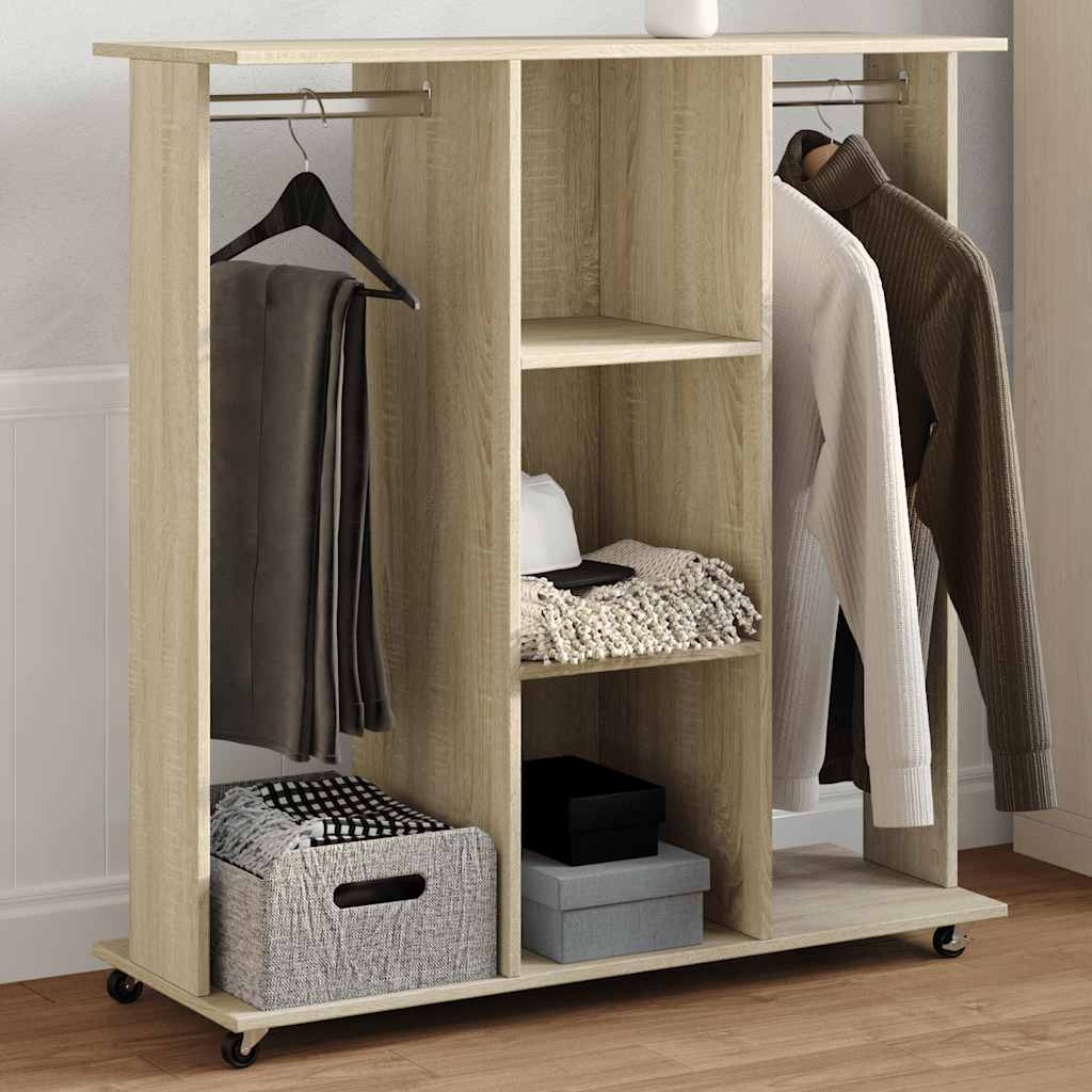 Vidaxxl Kleiderschrank mit Rollen 102x38x110 cm Holzwerkstoff Sonoma-Eiche