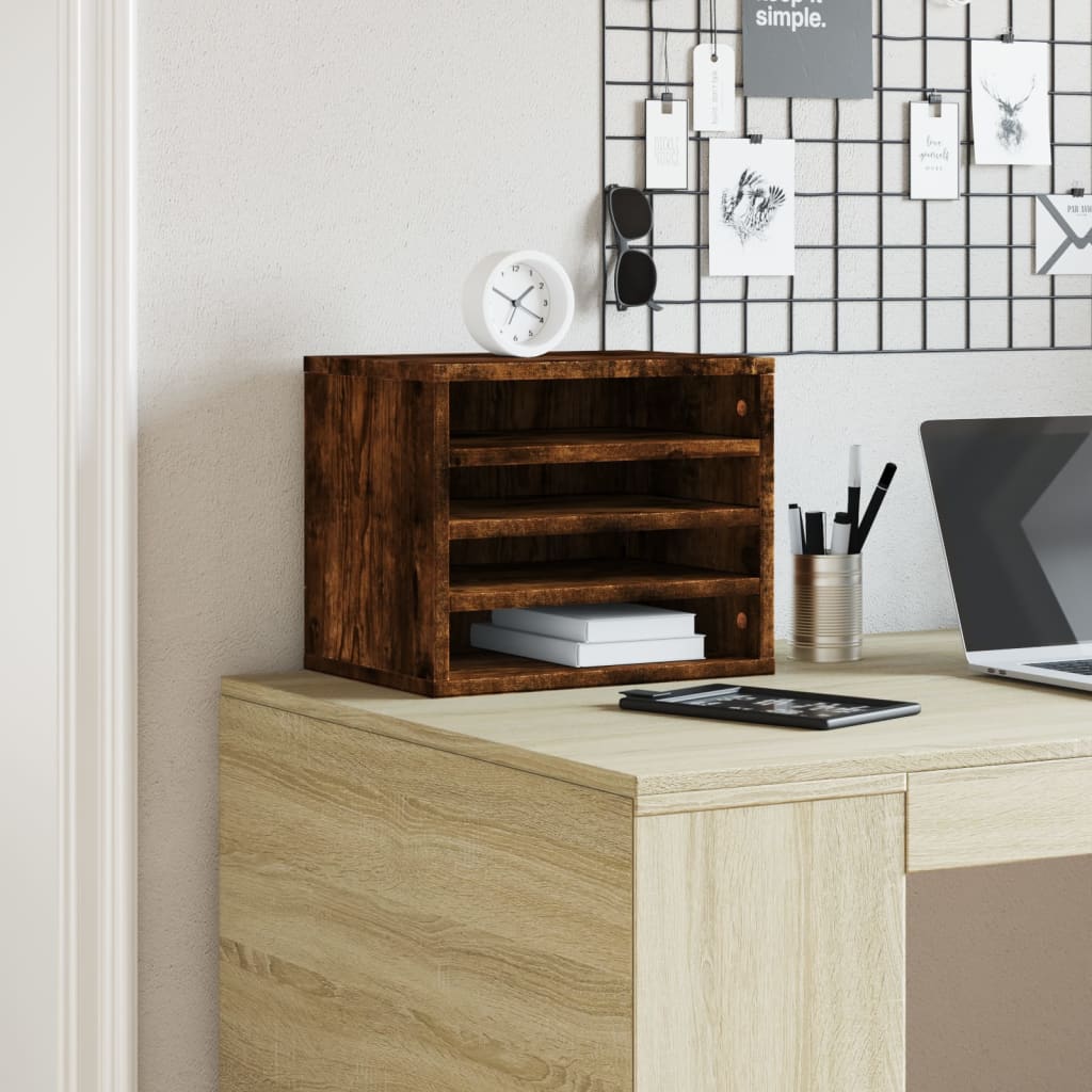 Vidaxx Schreibtisch-Organizer 36 x 26 x 29,5 cm, verarbeitetes Holz, Farbe geräucherte Eiche