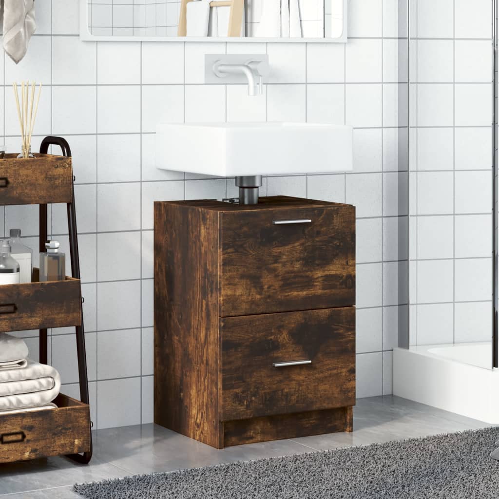Vidaxl wastafelkast 40x37x59 cm bewerkt hout gerookt eikenkleurig