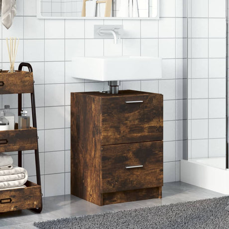 Vidaxl wastafelkast 40x37x59 cm bewerkt hout gerookt eikenkleurig