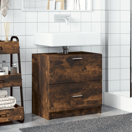 Vidaxl wastafelkast 59x37x59 cm bewerkt hout gerookt eikenkleurig