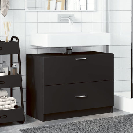 Vidaxl wastafelkast 78x37x59 cm bewerkt hout zwart