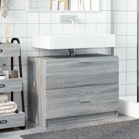 Vidaxl wastafelkast 78x37x59 cm bewerkt hout grijs sonoma eikenkleurig