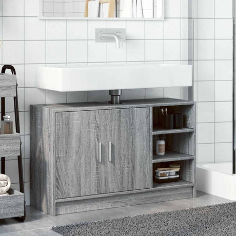 Vidaxl wastafelkast 90x29x55 cm bewerkt hout grijs sonoma eikenkleurig