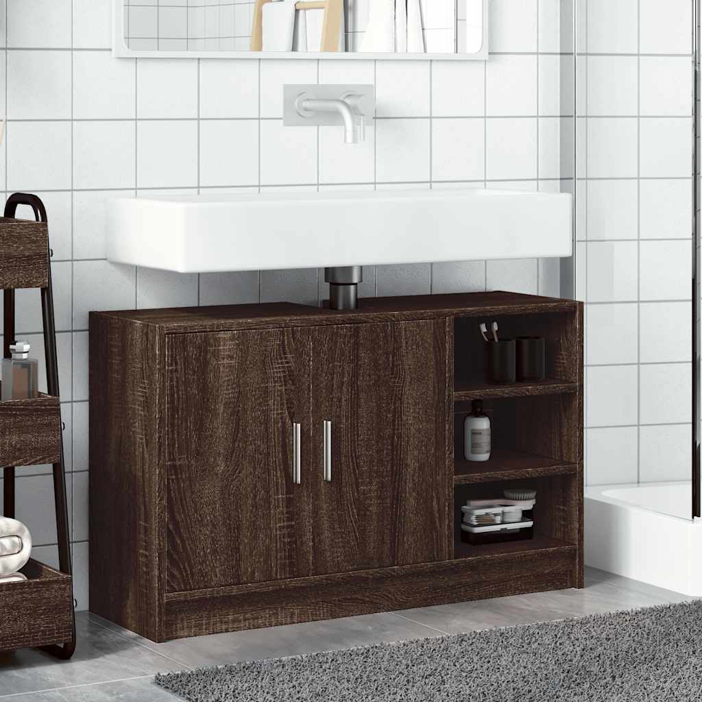 Vidaxl wastafelkast 90x29x55 cm bewerkt hout bruin eikenkleurig