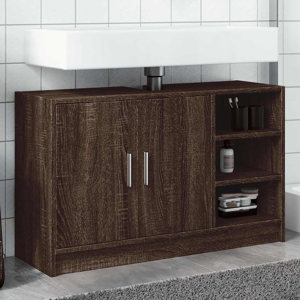 Vidaxl wastafelkast 90x29x55 cm bewerkt hout bruin eikenkleurig
