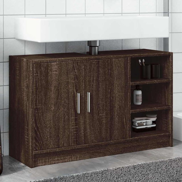 Vidaxl wastafelkast 90x29x55 cm bewerkt hout bruin eikenkleurig