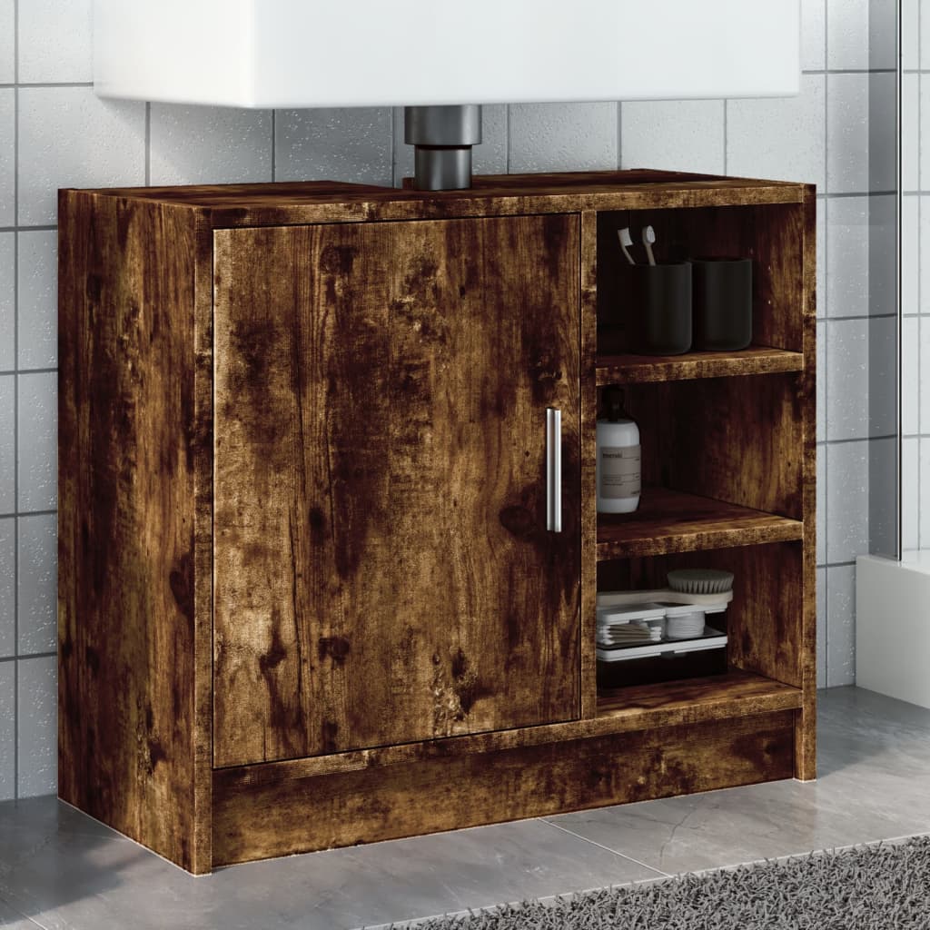 Vidaxl wastafelkast 63x29x55 cm bewerkt hout gerookt eikenkleurig