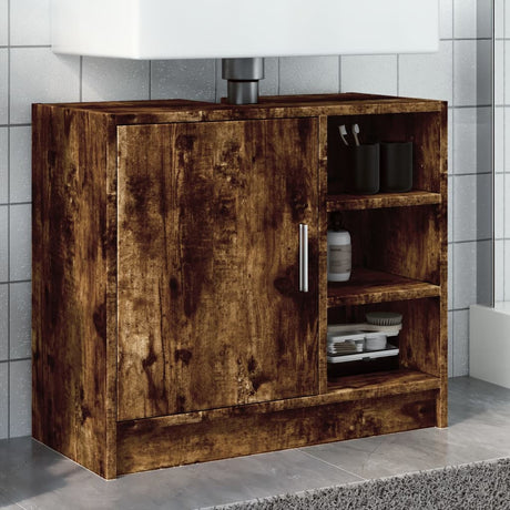 Vidaxl wastafelkast 63x29x55 cm bewerkt hout gerookt eikenkleurig