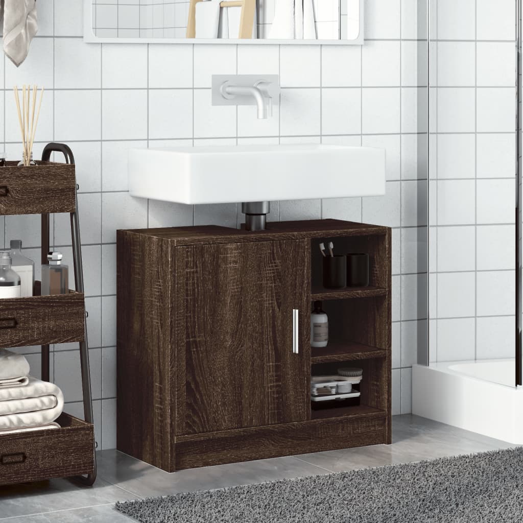 Vidaxl wastafelkast 63x29x55 cm bewerkt hout bruin eikenkleurigig