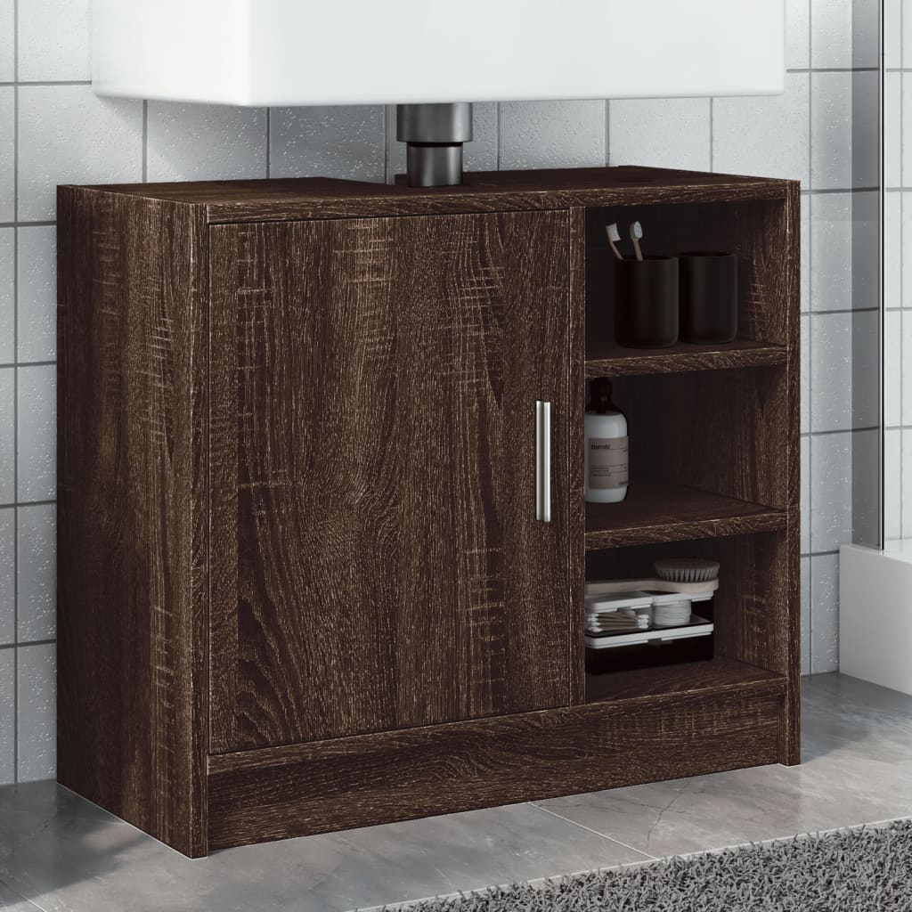 Vidaxl wastafelkast 63x29x55 cm bewerkt hout bruin eikenkleurigig