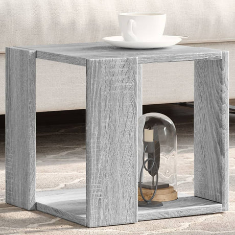 Vidaxl salontafel 32x32x30 cm bewerkt hout grijs sonoma eikenkleurig