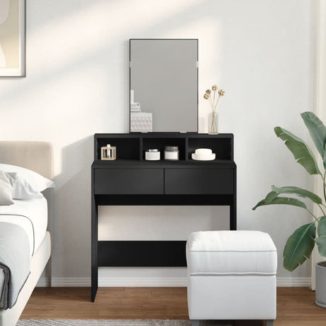 Vidaxl kaptafel met spiegel 80x41x144,5 cm zwart