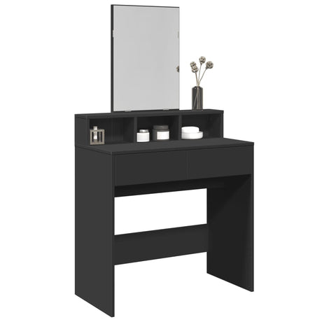 Vidaxl kaptafel met spiegel 80x41x144,5 cm zwart