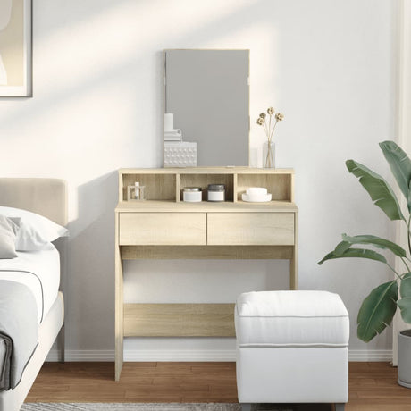 Vidaxl kaptafel met spiegel 80x41x144,5 cm sonoma eikenkleurig