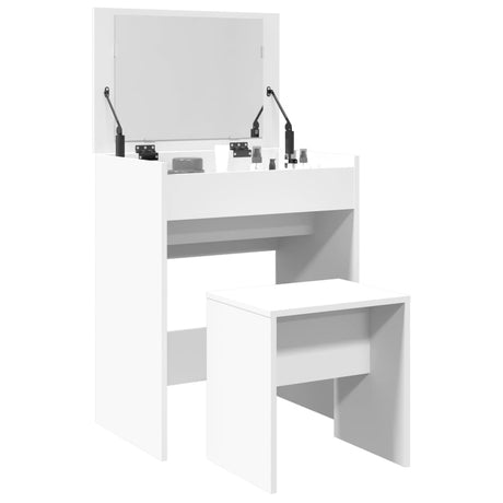 Vidaxl kaptafel met krukje 60x40x113,5 cm wit